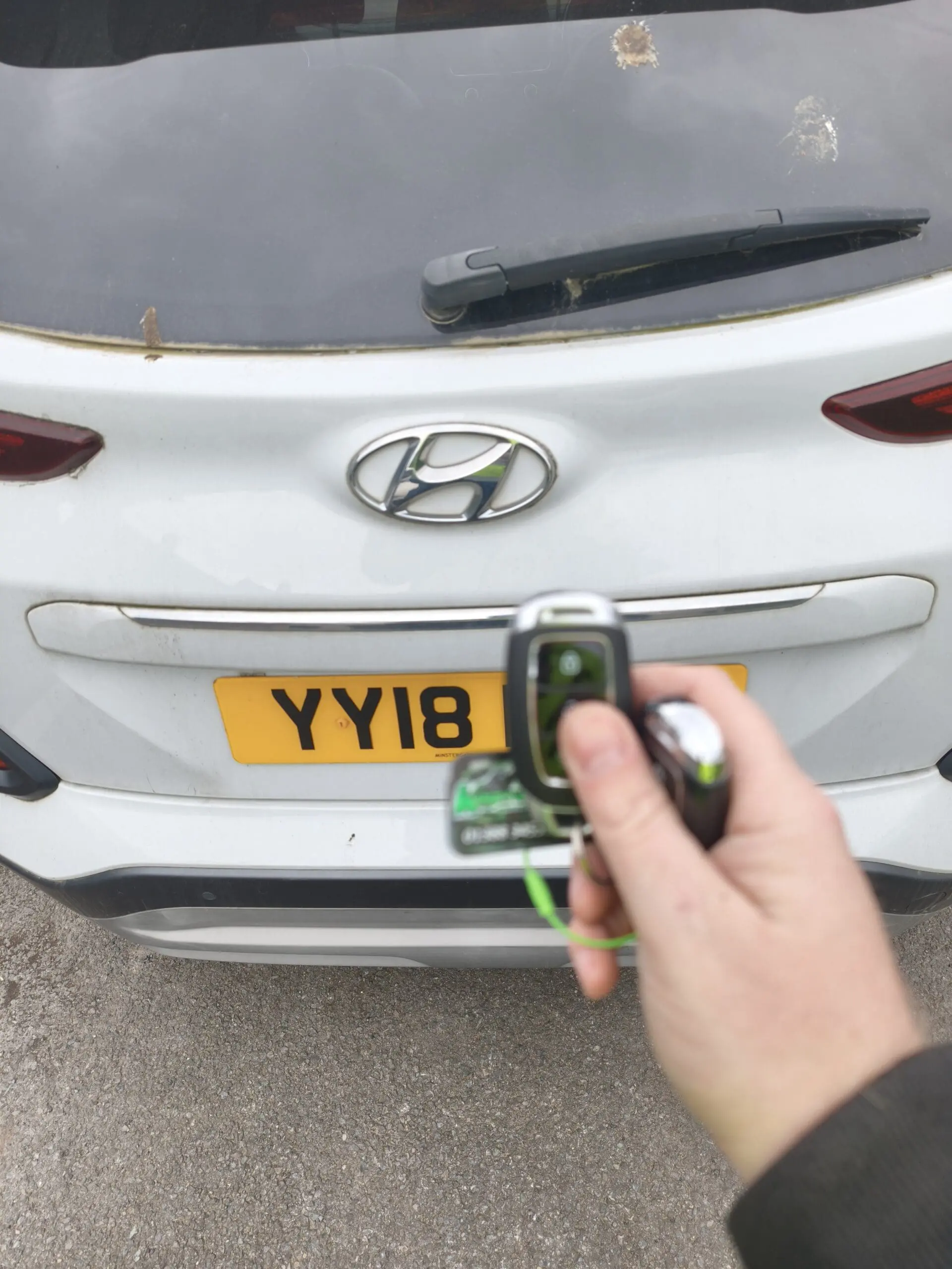 Hyundai key being tested by the rear of the vehicle